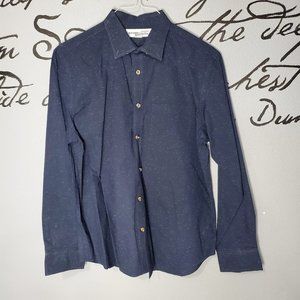 Old Navy Everyday Shirt Slim-Fit Built-In Flex, Blue White Flecks, M